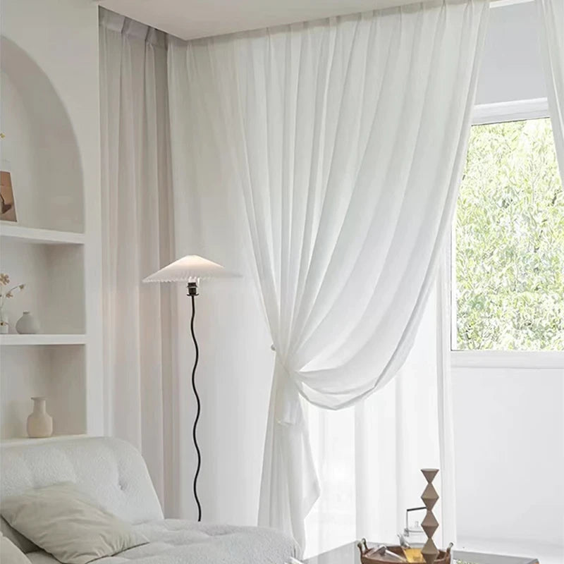 White Tulle Window Curtain